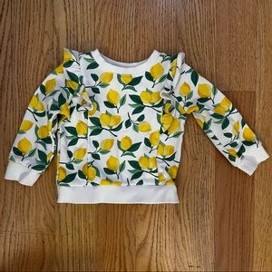 Janie & Jack Lemon Print Ruffle Crewneck Sweatshirt